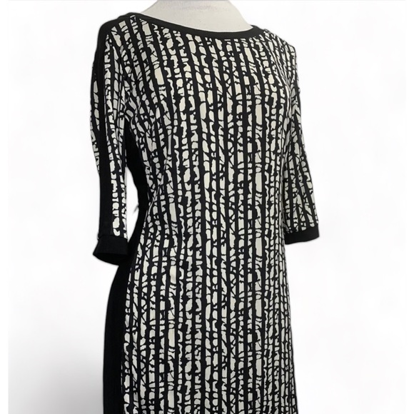 Emma & Michele Shift Dress Black & White Patterned 3/4 Sleeve US Med UK 12-14 - Picture 10 of 13